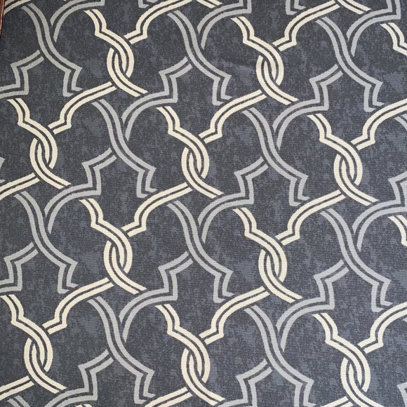7+ Yds P Kaufmann Waverly Gray Ivory Fretwork Geometric Lattice Trellis Fabric - Picture 2 of 5